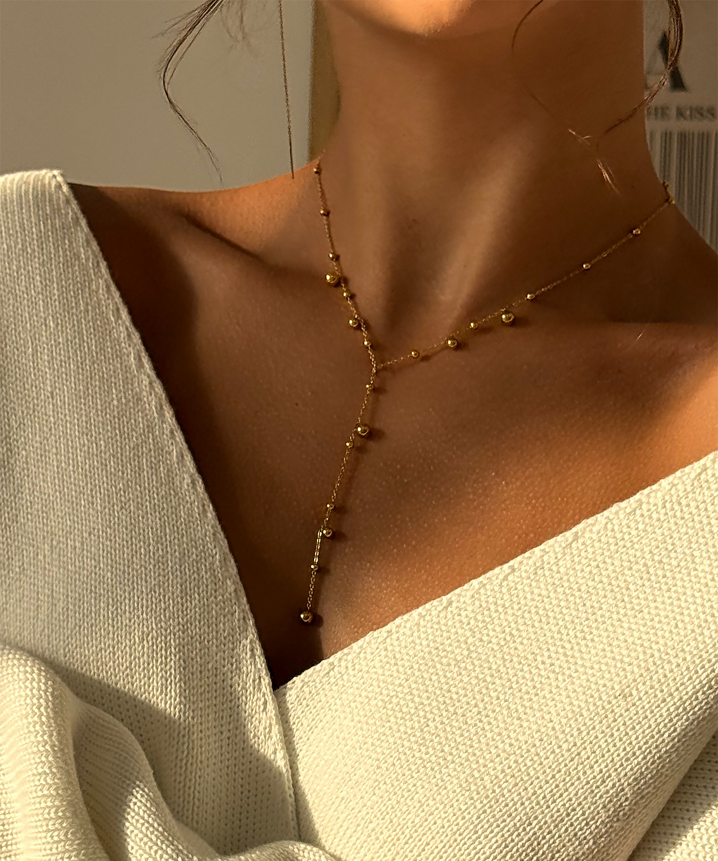 Elegant gold chain necklace with minimalist design, perfect for layering or solo wear.